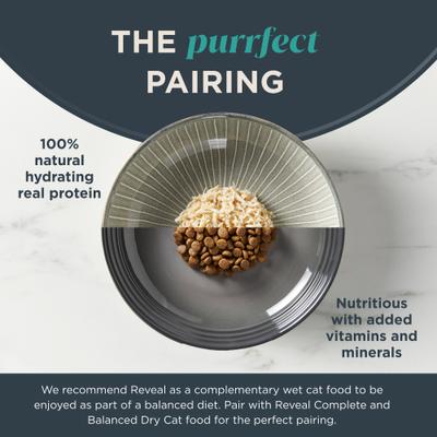 Show full view: Reveal Fish & Chicken Variety Selection in Broth Grain-Free Flaked Wet Cat Food, 2.47-oz can, case of 20 slide 5 of 10