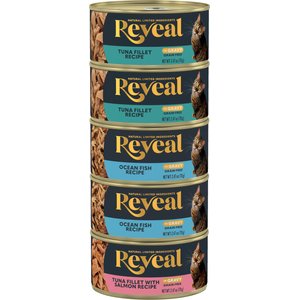 Reveal Fish Selection Gravy Broth Grain-Free Tuna & Salmon Flavored Wet Cat Food, 2.47-oz can, 5 count