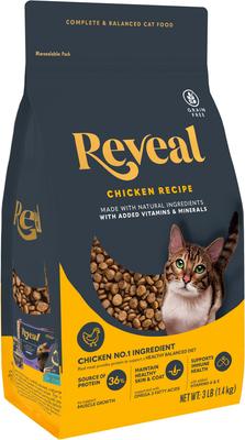 Show full view: Reveal Natural Complete & Balanced Grain-Free Chicken Recipe Dry Cat Food, 3-lb bag slide 4 of 11