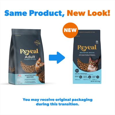 Show full view: Reveal Natural Complete & Balanced Grain-Free Whitefish Recipe Dry Cat Food, 3-lb bag slide 3 of 11