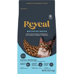 Reveal Natural Complete & Balanced Grain-Free Whitefish Recipe Dry Cat Food, 3-lb bag