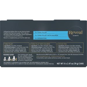 Reveal Natural Fish in Broth Variety Pack Grain-Free Wet Cat Food, 2.47-oz can, case of 8