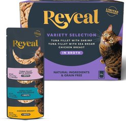 Reveal Natural Grain-Free Fish & Chicken Broth Flavored Variety Pack Wet Cat Food, 2.47-oz pouch, case of 12 slide 2 of 9