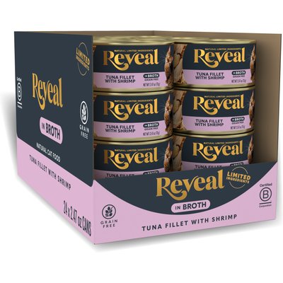Reveal Reveal Natural Grain-Free Tuna Fillet with Shrimp in Broth Flavored Wet Cat Food, 2.47-oz can, case of 24