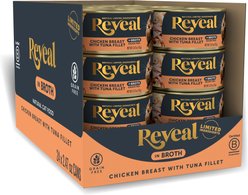 Reveal Natural Limited Ingredient Grain-Free Chicken & Tuna in Broth Wet Cat Food, 2.47-oz, case of 24