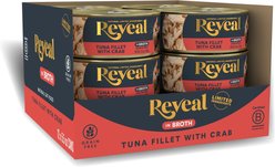 Reveal Natural Limited Ingredient Grain-Free Tuna Fillet with Crab in Broth Wet Cat Food, 5.5oz, case of 12