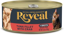 Reveal Natural Limited Ingredient Grain-Free Tuna Fillet with Crab in Broth Wet Cat Food, 5.5oz, case of 12 slide 2 of 9