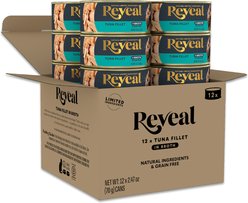 Reveal Tuna Fillet in Broth Adult Grain-Free Wet Cat Food, 2.47-oz can, case of 12