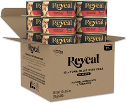 Reveal Tuna Fillet with Adult Grain-Free Crab In Broth Wet Cat Food, 2.47-oz can, case of 12