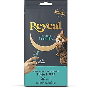 Reveal Tuna Puree Grain-Free Lickable Cat Treats, 0.5-oz sachet, 4 count