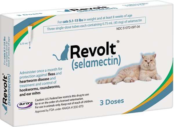 Revolt Topical Solution for Cats, 5.1-15 lbs, (Blue Box)