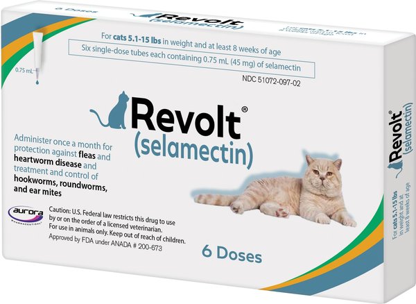 Show full view: Revolt Topical Solution for Cats, 5.1-15 lbs, (Blue Box), 6 Doses (6-mos. supply) slide 1 of 8