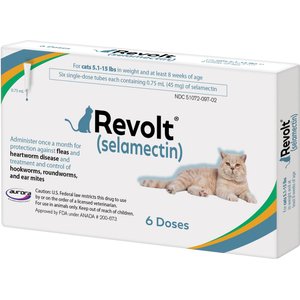 Revolt Topical Solution for Cats, 5.1-15 lbs, (Blue Box), 6 Doses (6-mos. supply)