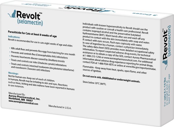 Show full view: Revolt Topical Solution for Cats, 5.1-15 lbs, (Blue Box), 6 Doses (6-mos. supply) slide 2 of 8