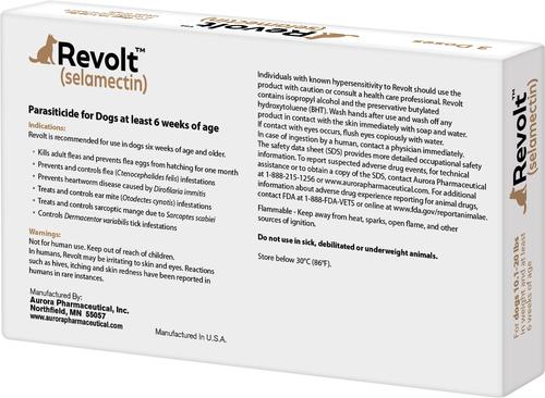Show full view: Revolt Topical Solution for Dogs, 10.1-20 lbs, (Brown Box), 6 Doses (6-mos. supply) slide 2 of 4