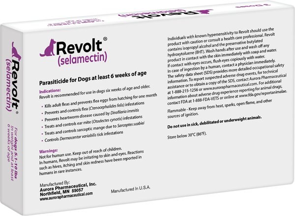 Revolt Topical Solution for Dogs, 5.1-10 lbs, (Purple Box)