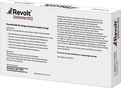 Show full view: Revolt Topical Solution for Dogs, 85.1-130 lbs, (Plum Box), 6 Doses (6-mos. supply) slide 2 of 3