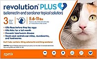 Revolution Plus Topical Solution for Cats, 5.6-11 lbs, (Orange Box), 3 Doses (3-mos. supply)