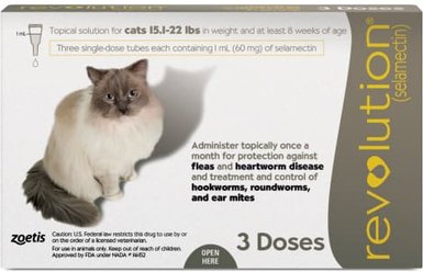 Revolution Topical Solution for Cats, 15.1-22 lbs, (Taupe Box), 3 Doses (3-mos. supply)