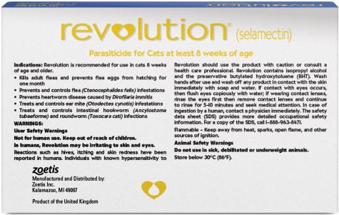 Show full view: Revolution Topical Solution for Cats, 5.1-15 lbs, (Blue Box), 3 Doses (3-mos. supply) slide 2 of 12