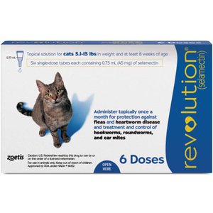 Revolution Topical Solution for Cats, 5.1-15 lbs, (Blue Box), 6 Doses (6-mos. supply)