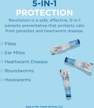 Show full view: Revolution Topical Solution for Cats, 5.1-15 lbs, (Blue Box), 6 Doses (6-mos. supply) slide 3 of 11