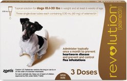 Revolution Topical Solution for Dogs, 10.1-20 lbs, (Brown Box), 3 Doses (3-mos. supply)
