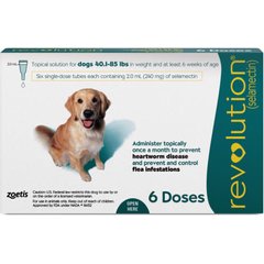 Revolution Topical Solution for Dogs, 40.1-85 lbs, (Teal Box), 6 Doses (6-mos. supply)