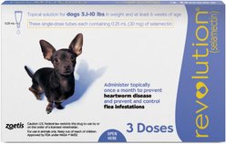 Revolution Topical Solution for Dogs, 5.1-10 lbs, (Purple Box), 3 Doses (3-mos. supply)