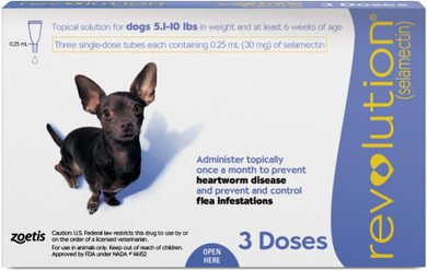 Revolution Topical Solution for Dogs, 5.1-10 lbs, (Purple Box), 3 Doses (3-mos. supply)