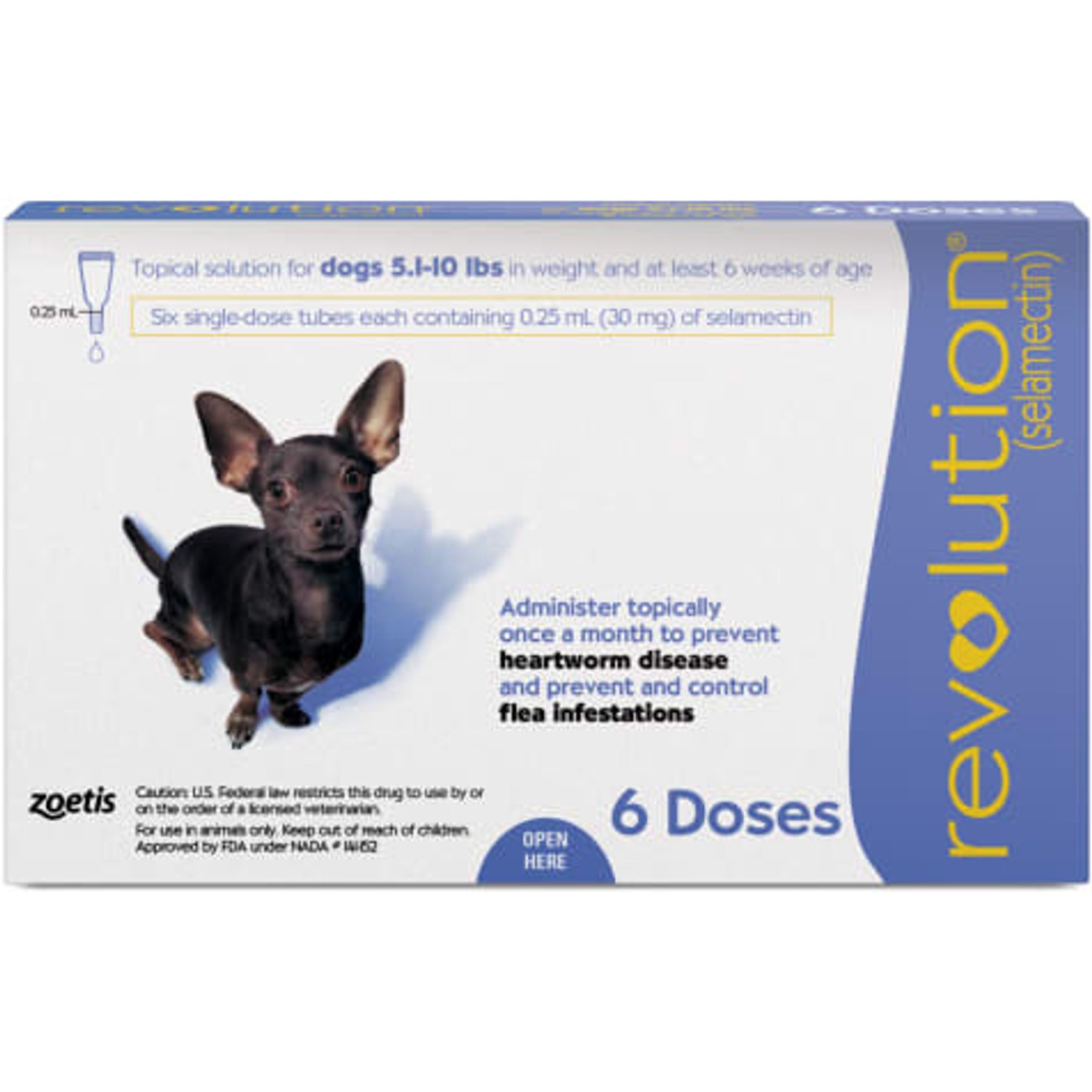Revolution Topical Solution for Dogs, 5.1-10 lbs, (Purple Box), 12 Doses (12-mos. supply)