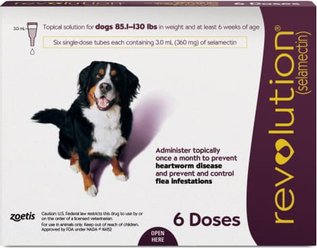 Revolution Topical Solution for Dogs, 85.1-130 lbs, (Plum Box), 6 Doses (6-mos. supply)