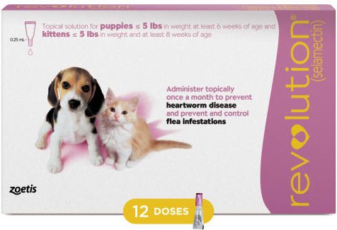Revolution Topical Solution for Kittens & Puppies, under 5 lbs, (Mauve Box)