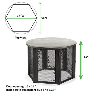 Show full view: Richell Accent Table Dog Crate, Antique Bronze, Medium, 34-in L x 34-in W x 24-in H slide 3 of 4