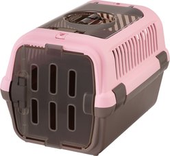 Richell Double Door Cat & Dog Carrier, Pink/Brown, Medium 