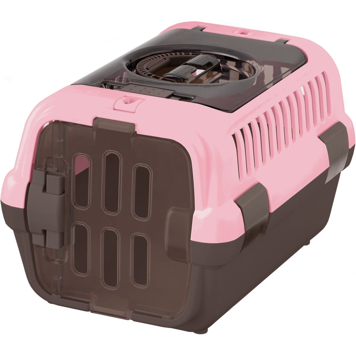 Richell Double Door Cat & Dog Carrier, Pink/Brown, Small