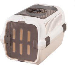 Richell Double Door Cat & Dog Carrier, White/Beige, Medium 
