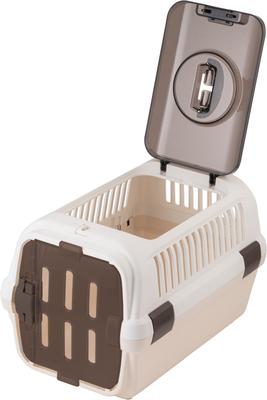 Show full view: Richell Double Door Cat & Dog Carrier, White/Beige, Medium  slide 2 of 5