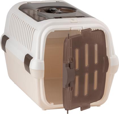 Show full view: Richell Double Door Cat & Dog Carrier, White/Beige, Medium  slide 3 of 5