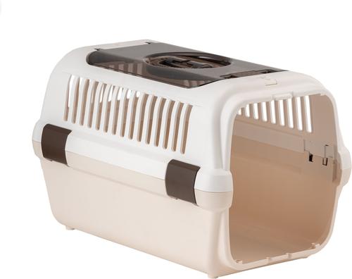 Show full view: Richell Double Door Cat & Dog Carrier, White/Beige, Medium  slide 4 of 5
