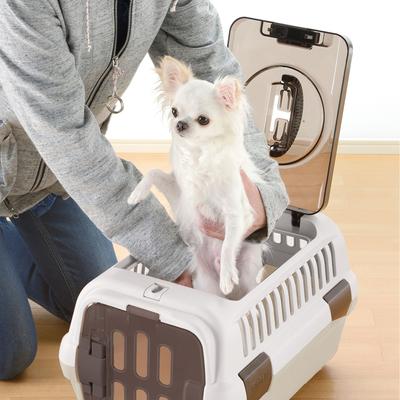 Show full view: Richell Double Door Cat & Dog Carrier, White/Beige, Medium  slide 5 of 5