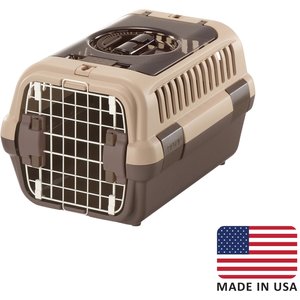 Richell Double Door Dog & Cat Carrier, Soft Tan & Brown, Small