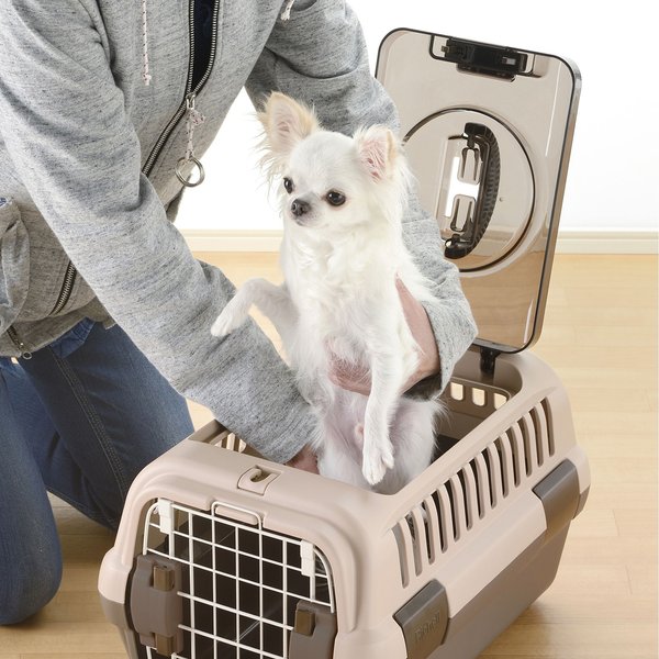 Show full view: Richell Double Door Dog & Cat Carrier, Soft Tan & Brown, Small slide 3 of 7
