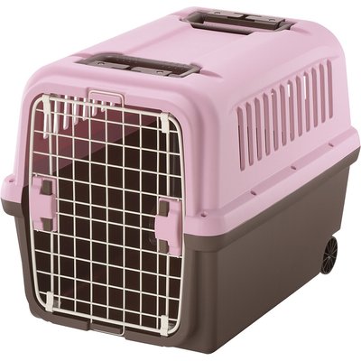 Richell Richell E-Z Mobile Dog & Cat Carrier, Soft Pink/Brown, Small/Medium
