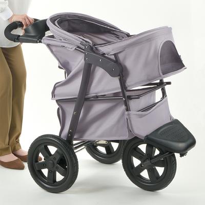 Show full view: Richell Easy Collapsible Jogging Dog & Cat Stroller, Gray slide 3 of 10