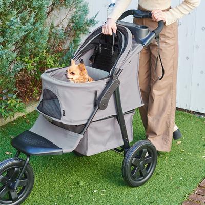 Show full view: Richell Easy Collapsible Jogging Dog & Cat Stroller, Gray slide 2 of 10