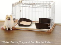 Richell Easy-Open 3-Way Door Wire Dog Crate, White & Tan