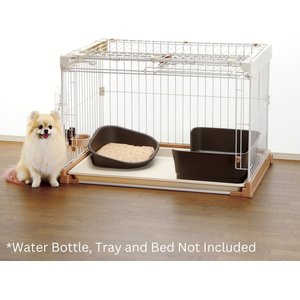 Richell Easy-Open 3-Way Door Wire Dog Crate, White & Tan