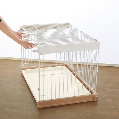Show full view: Richell Easy-Open 3-Way Door Wire Dog Crate, White & Tan slide 4 of 9