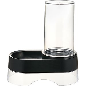 Richell Elevated Gravity Water Dispenser Dog & Cat Bowl, Black, 1-gal